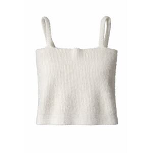 Willow & Wind Women’s Fuzzy Knit Crop Tank Top Cream Sleeveless Size M Soft